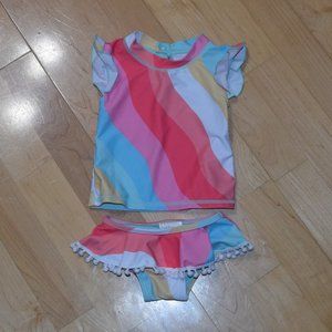 F4A FEATHER 4 ARROW Sz 6-12M Rash Guard Swim Suit Set